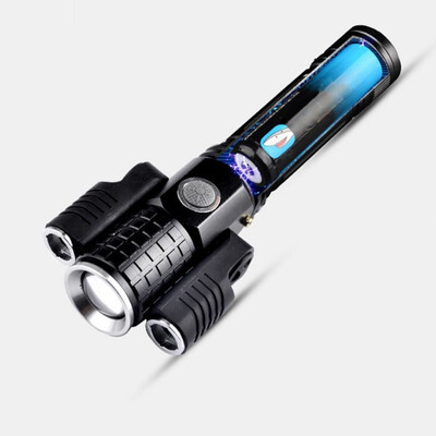 

Outdoor Aluminum alloy multi-purpose light three-head aircraft-shaped flashlight Tactical Torch cree led LED Flashlight