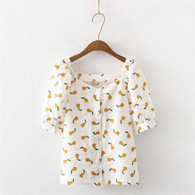 

Womens Summer Mew Fashion Design Fruit Printing T-Shirts Tee Tops Short Sleeve Blouse Top Ladies Work Casual Tops Blouse