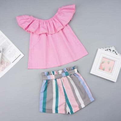

US Toddler Kid Baby Girl Summer Clothes Ruffle T-shirt TopShorts Pants Outfits