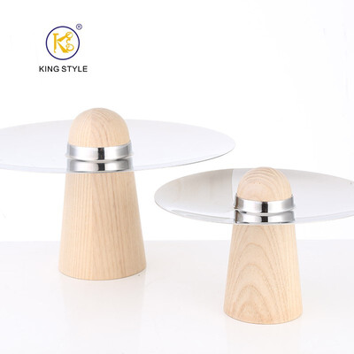 

European fruit plate light luxury creative solid wood stainless steel fruit plate