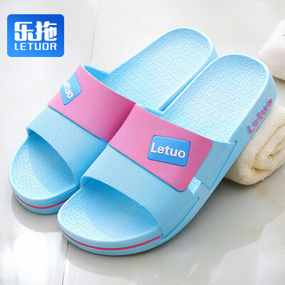 

Le drag home slippers womens bathroom slip breathable thickening four seasons casual simple household models blue 38 yards SJ2505 blue 38