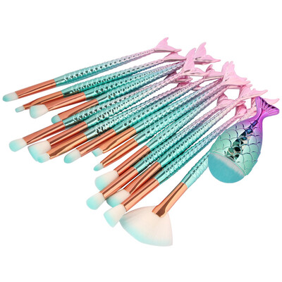 

Toponeto New Arrival 16Pc Mermaid Foundation Eyeshadow Contour Eye Lip Makeup Brushes Set