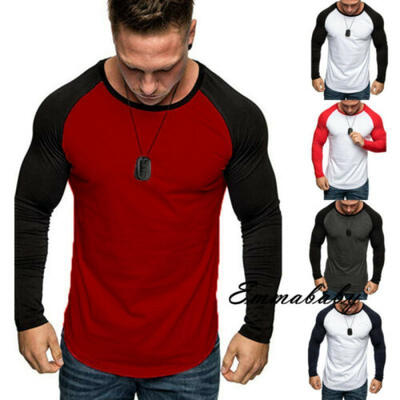 

Fashion New Mens Muscle Long Sleeves Pleated T-shirt Mens Plain Basic Tee -3XL