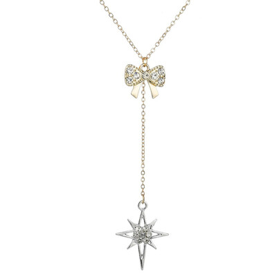

Bohemia Gold Couple Pendant Necklaces Moon Star Rhinestone Bowknot Heart Women Pendant&necklaces Romantic Love Gift Necklaces