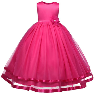 

Girl Flower Dress Kids Party Wear Sleeveless Clothing Girl Wedding Dresses