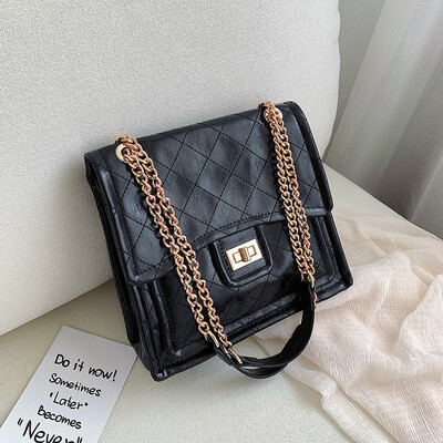 

Qiao Bani 2019 new European&American style fashion super fire PU rhombic chain flip cover bag shoulder diagonal trend handbags