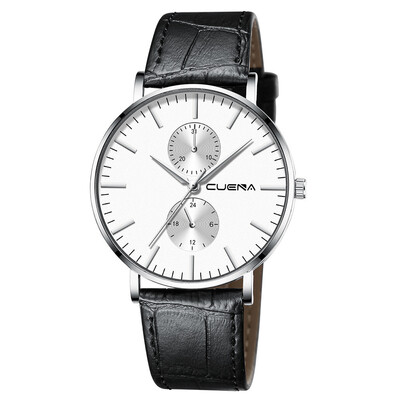 

Gobestart Fashion Mens Leather Military Alloy Analog Quartz Wrist Watch Business Watches