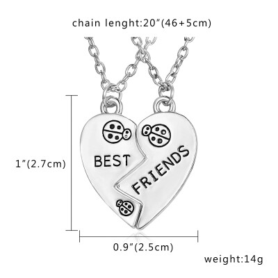 

Friendship Card Couple Necklace for Women&Men 2pcs LOVE YOU Broken Heart Pendant Paired Necklace Valentines Day Gift