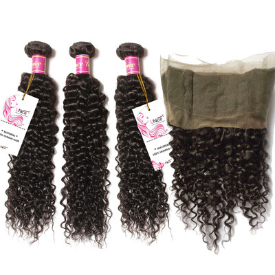 

UNice 8A Malaysian Curly Hair 3 Bundles With 360 Lace Frontal Closure