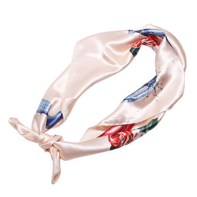 

Fashion Women Rose Flower Print Square Scarf Neck Wrap Band Casual Decor