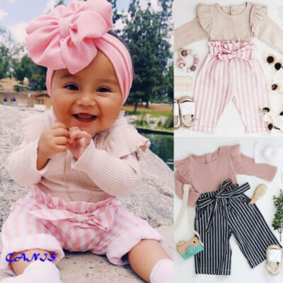 

2pcs Newborn Kids Baby Girl Long Sleeve Romper Bodysuit Long Pants Outfits Set