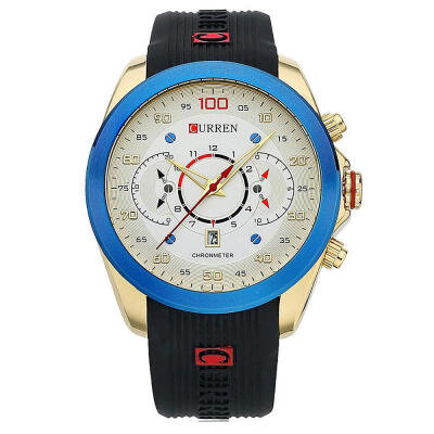 

CURREN 8166 Casual Business Watch Calendar Quartz Wristwatch With Silicone Strap For Men