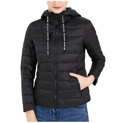 

Toponeto Women Casual Light Outerwear Solid Hooded Zippers Pocket Coat Down Jackets