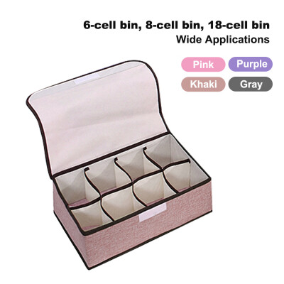 

Organizer Box 6818 Cell Bin Cotton Linen Underwear Box Saving Space Foldable Washable Multipurpose Receiving Box for Home Use