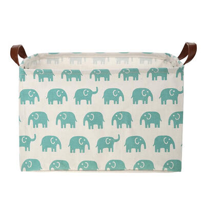 

Folding Elephant Print Canvas Square Laundry Basket Toys Storage Organizer