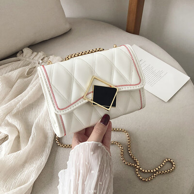 

2019 new casual temperament Sen wild slanting small square bag Korean fashion simple rhombic chain shoulder bag