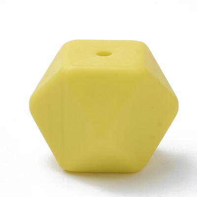 

Food Grade Environmental Silicone Beads Chewing Beads For Teethers DIY Nursing Necklaces Making Faceted Cube LemonChiffon 14x