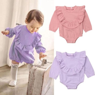 

Toddler Baby Girls Clothes Long Sleeve Ruffle Romper Jumpsuit Playsuit Cotton Outfit 0-3Y