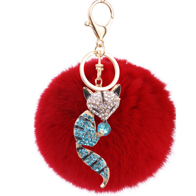 

Little fox couple keychain creative animal rex rabbit plush ball car bag pendant small gifts