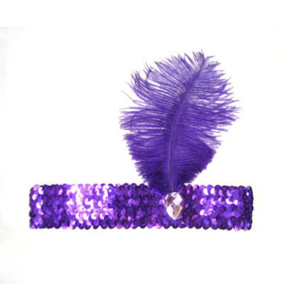 

Feather Headband 1920s Flapper Sequin Headpiece Costume Head Band Party Favor Headwear