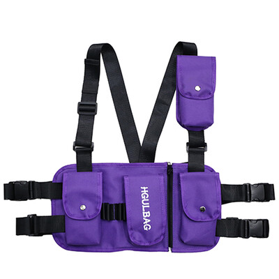 

Chaobai personality men&women breast bag super-fire multi-functional shoulder bag Street multi-pocket mobile phone bag