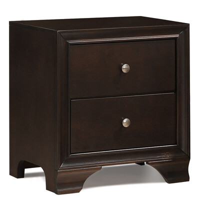 

2 Drawer Storage Sofa Side Nightstand with USB Port-Brown