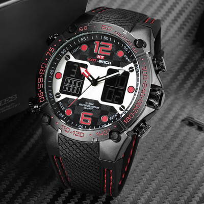 

KAT-WACH watch mens LED luminous double movement sports silicone electronic watch waterproof student quartz watch