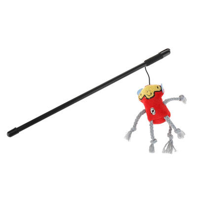 

Pets Cat Cartoon Doll Pendant Teaser Rod Scratch Wand Toy Interactive Stick