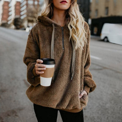 

Womens Hooded Long Sleeve Jacket Loose Sweater Plus Size Sweatshirt Solid Casual
