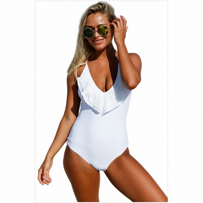 

V-neck back cross-tie bikini one-piece swimsuit