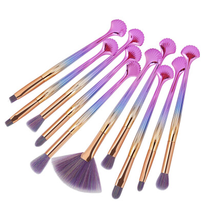 

〖Follure〗New Arrival 10Pc Shell Foundation Eyeshadow Contour Eye Lip Makeup Brushes Set A