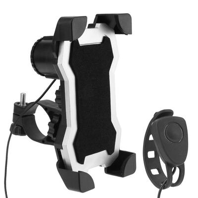 

Bicycle Mobile Phone Holder Clip Stand Mount Bracket with Electronic Horn