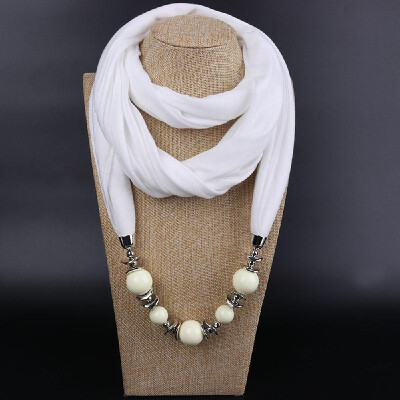 

Fashionable Elegant Pendant Scarf Necklace Bohemia Chiffon Scarves Pendants Jewelry Foulard Female Accessories For Women Multicolo