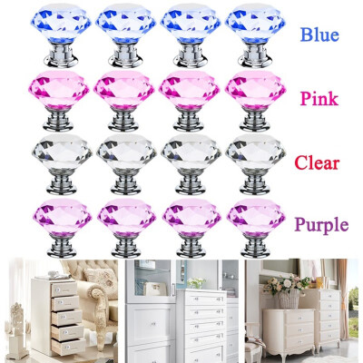 

8162450pcs Crystal Glass Diamond Shape Door Knobs Cabinet Handles Dresser Cupboard Drawer Pull Handle