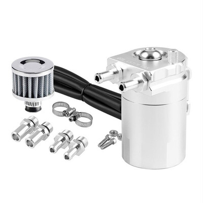 

300ml Baffled Aluminum Oil Catch Can Reservoir Tank Motor Oil Tank With Filter Universal OCC025
