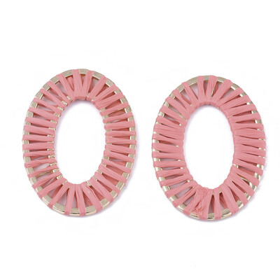 

Handmade Raffia Woven Linging Rings with Alloy Findings Oval Ring Light Gold LightCoral 48x34x2mm Inner Diameter 285x155m