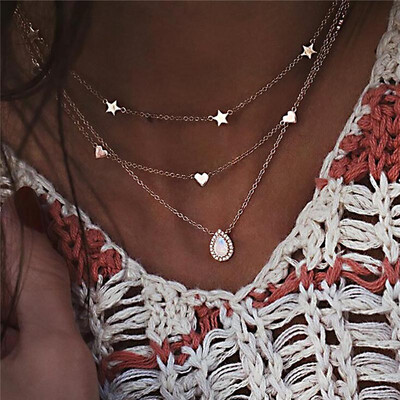

Vintage Leaf Cross Heart Pyramid Ancient Egyptian Pharaoh Pendant Multilayer Gold Necklace Punk Lady Jewelry Women Necklace Set
