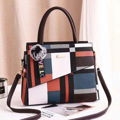 

Korean version of the mosaic color fashion handbag trend wild single shoulder Messenger bag