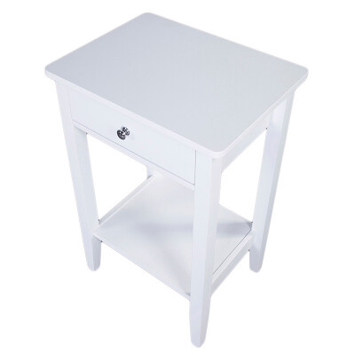 

White Wood Contemporary Beside Table Nightstand with A Drawer