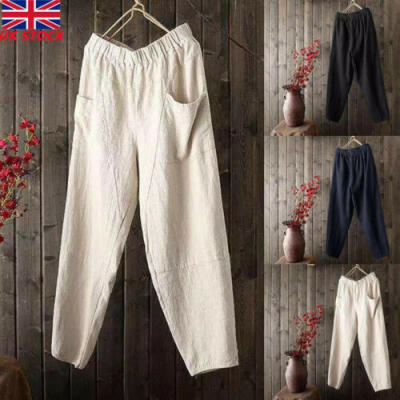 

UK Vintage Mens Linen Beach Trousers Baggy Pajamas Holiday Summer Long Pants