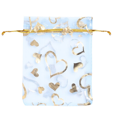 

50pcs Organza Wedding Party Gift Candy Jewelry Bags Blue Heart