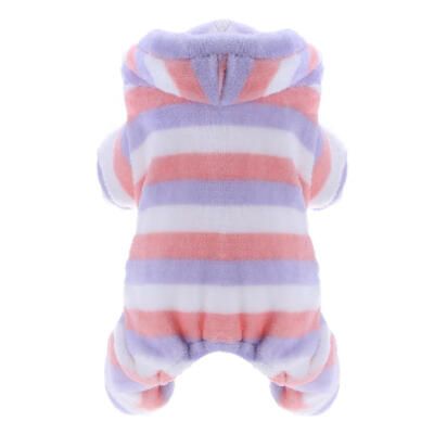 

Autumn Winter Pet Dog Stripe Clothes Foot Warm Hoodie Fleece Costume