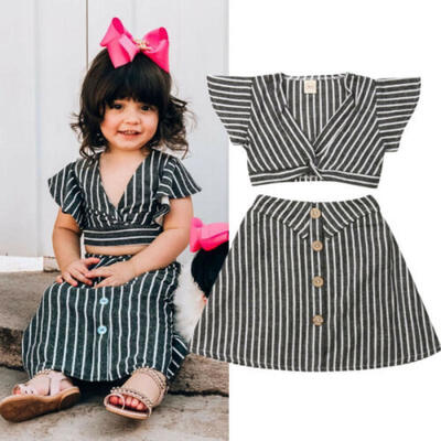 

UK Stock Toddler Kids Baby Girls T-shirt TopsSkirt Dress Summer Outfits Clothes