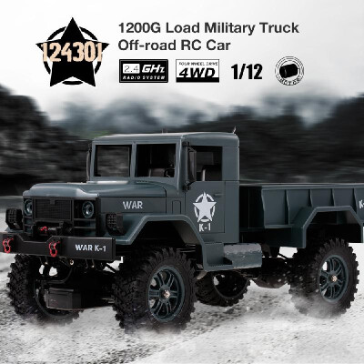 

WLtoys 124301 112 24GHz 4WD 1200G Load Military Truck Off-road RC Car for Kids Beginners