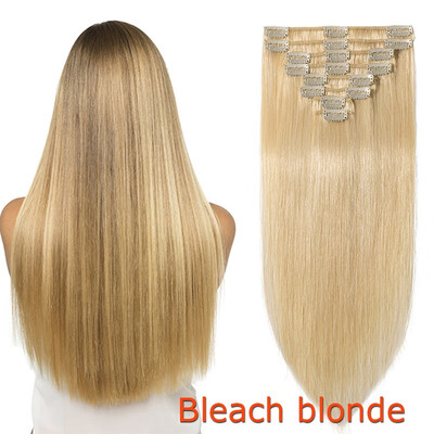 

100 Human Hair Real Thick Women Girls Long Straight Full Head Hair Extension Clip In Hair Extension