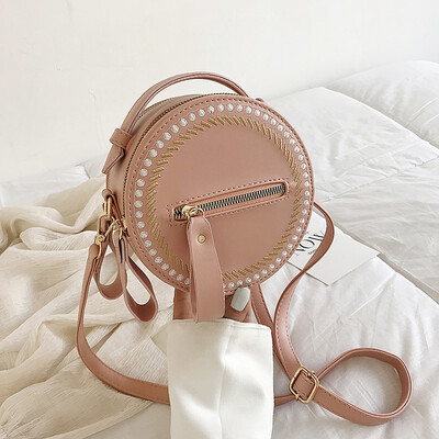 

Chic simple small bag Korean Joker portable womens bag new 2019 fashion small round shoulder bag Messenger bag