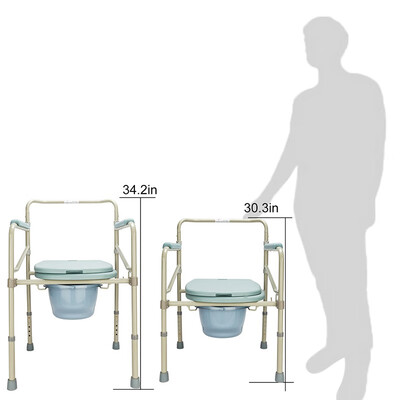 

Heavy Duty Adult Toilet Seat Commode Chair Bedside Steel Bariatric with Cover