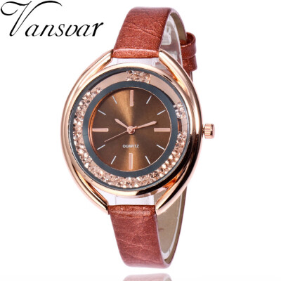 

Vansvar Fashion Leather Strap Women Rhinestone Wrist Watch Casual Women Dress Watches Watched Hot Relogio Feminino 533