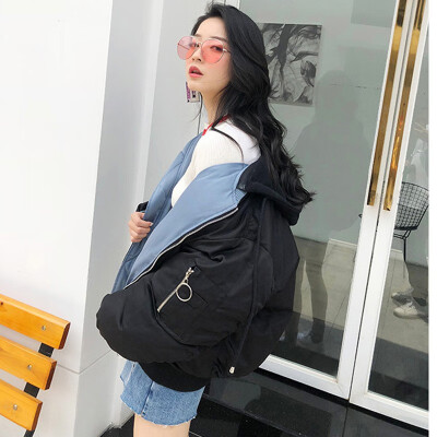 

Winter 2018 new double-sided yuzo short down jacket womens loose baseball uniform cotton jacket