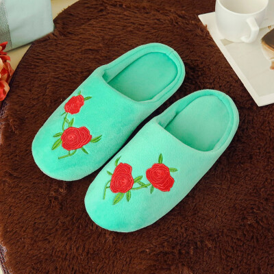 

Rose Women Men Unsexy Warm Flower Slipper Indoors Anti-slip Winter House Shoes